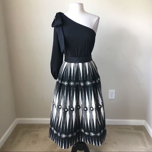 White House Black Market Tops - One shoulder black poplin top